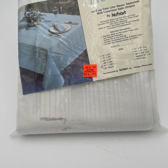 Vintage Nobility Lino Weave Tablecloth By Jerhart 60”x126”oblong NOS - Picture 4 of 6